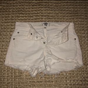 Agolde white denim cutoff shorts